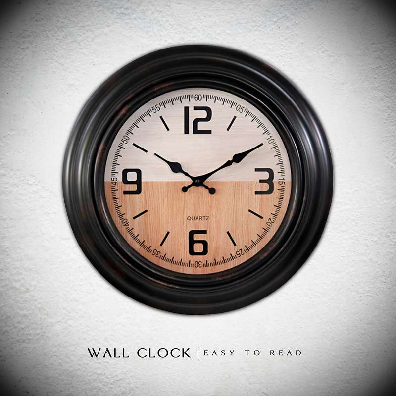 Black Round Vintage Large Wall Clocks for Living Room ~ 5154-0