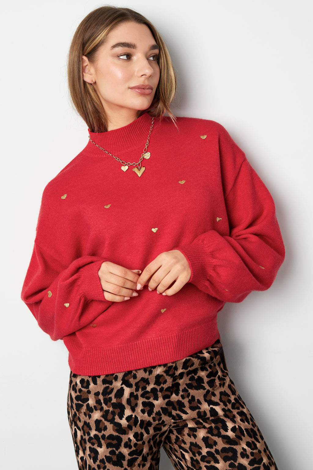 Acrylic Knit Sweater Casual Heart Pattern Fall/Winter