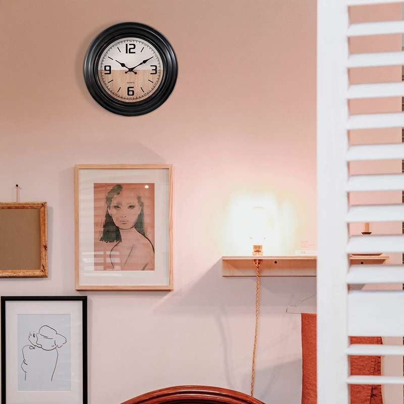 Black Round Vintage Large Wall Clocks for Living Room ~ 5154-4