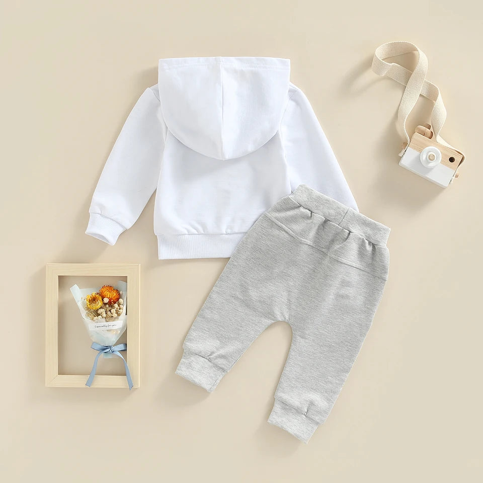 Newborn 2Pcs Outfit Set | Baby Hooded Pullover &amp; Trousers Clothes | Soft Infant Tracksuit for Boys Girls 0-3 Years