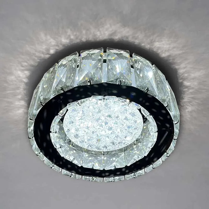 Modern Crystal Flush Mounted Ceiling Lamp Round LED Chandeliers Lights~5007