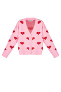 Viscose Knitted Women's Cardigan Cute Heart Pattern Fall/Winter