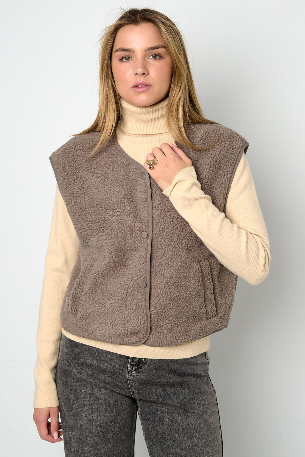 Woven Polyester Fiber Women's Vest Casual Solid Color Fall/Winter
