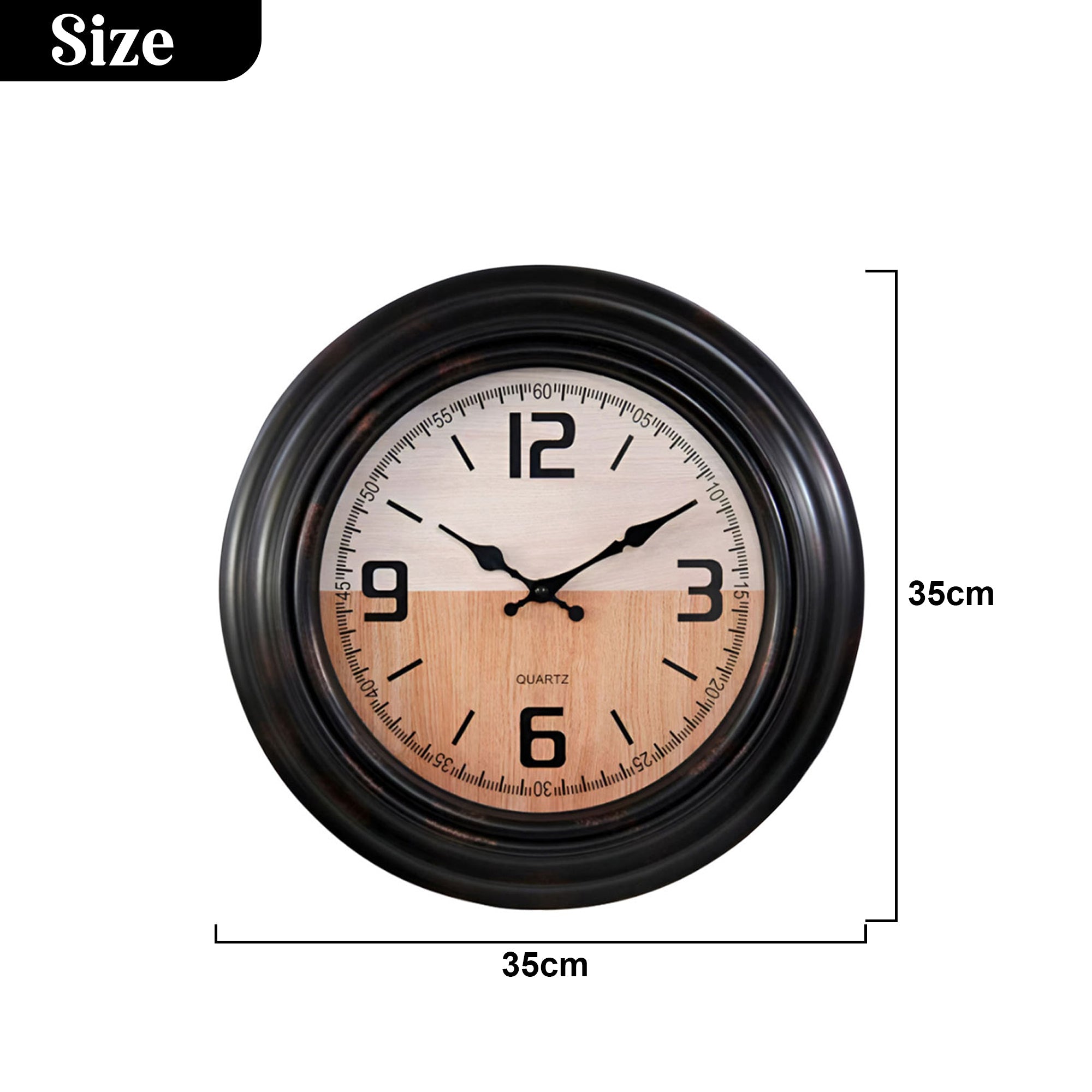 Black Round Vintage Large Wall Clocks for Living Room ~ 5154-3