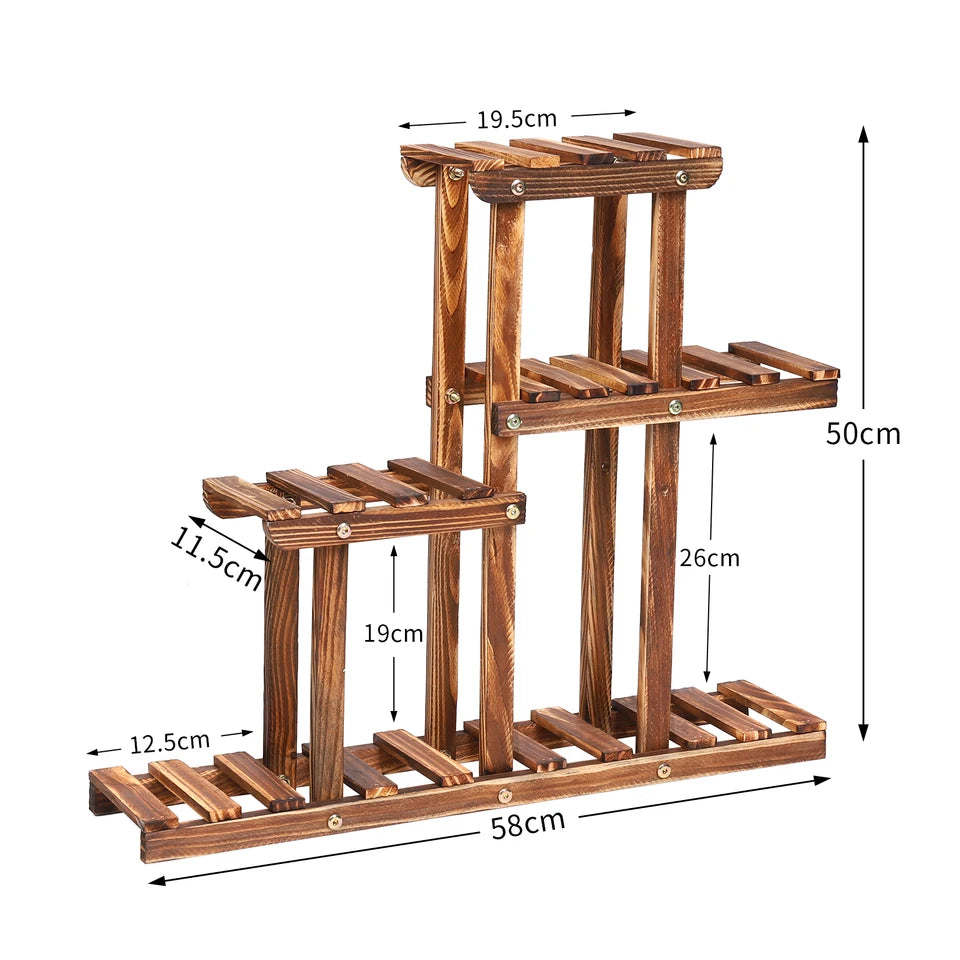 Indoor Outdoor Wooden Plant Shelf Display for Multiple Pots