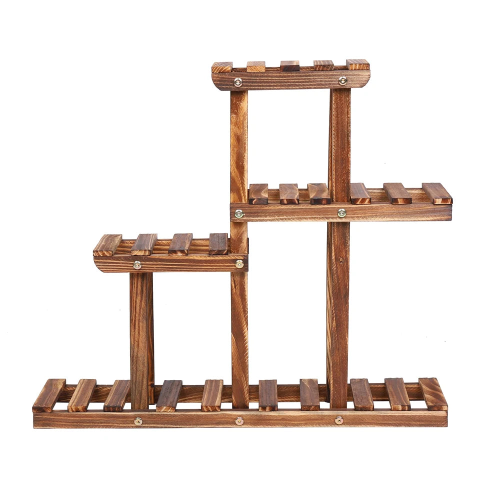 Indoor Outdoor Wooden Plant Shelf Display for Multiple Pots