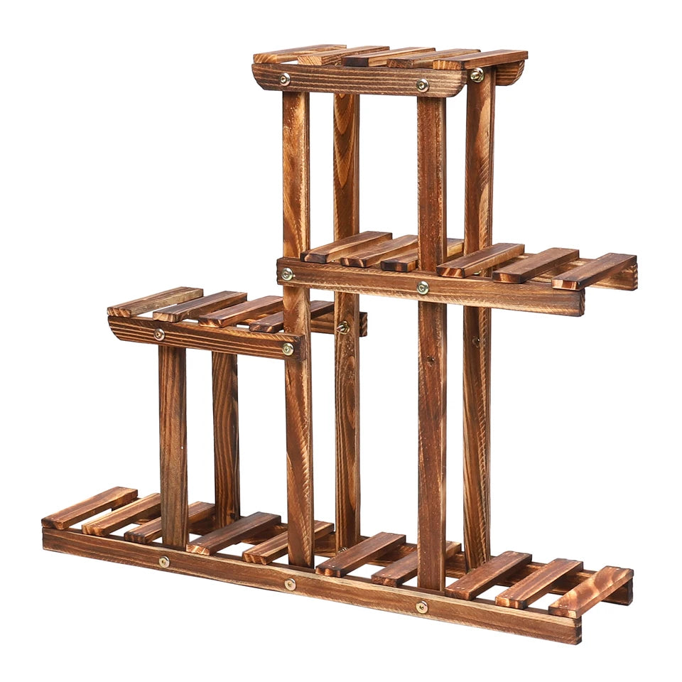 Indoor Outdoor Wooden Plant Shelf Display for Multiple Pots