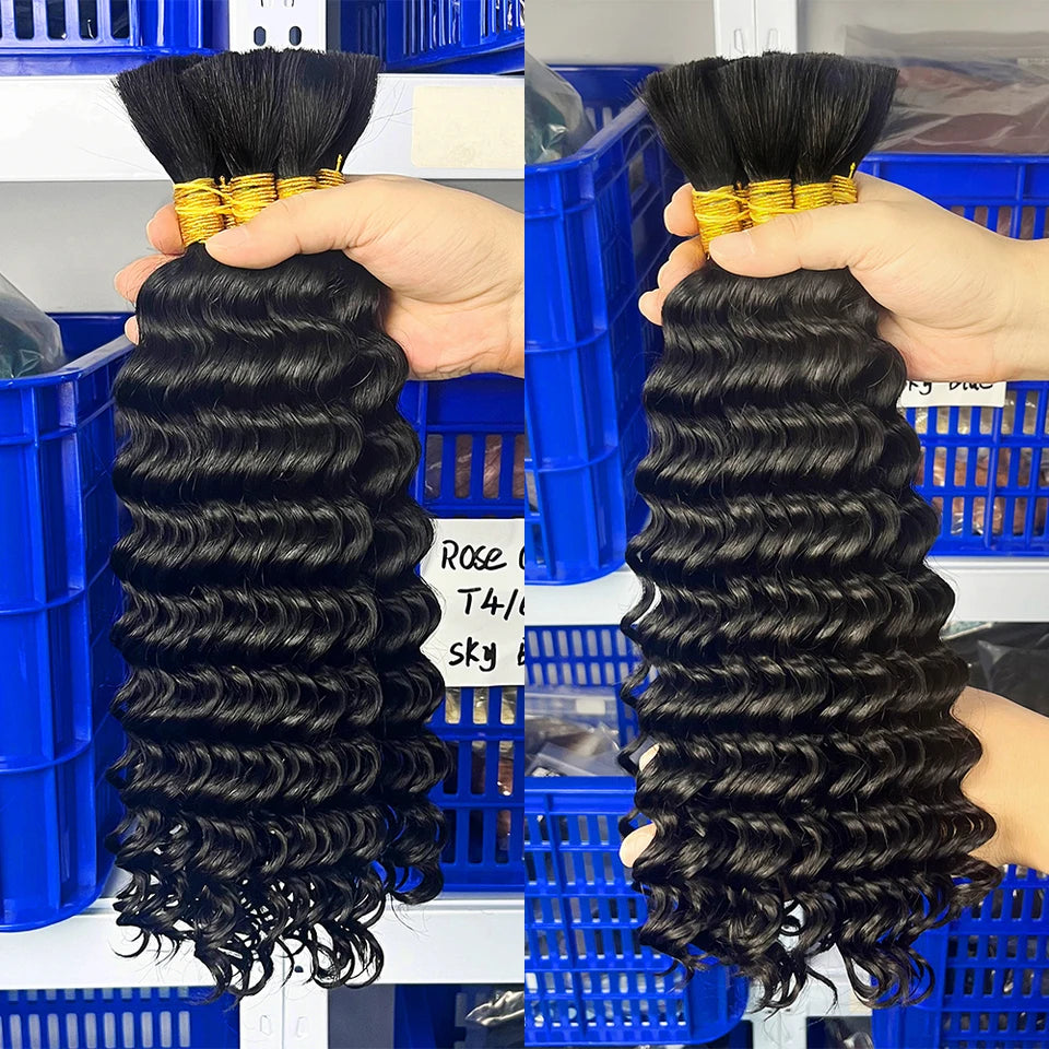 Deep Wave Human Braiding Hair Bulk Extensions