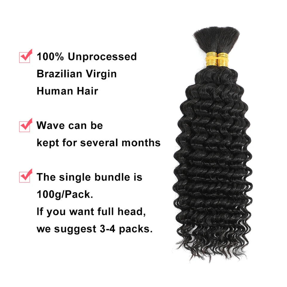 Deep Wave Human Braiding Hair Bulk Extensions