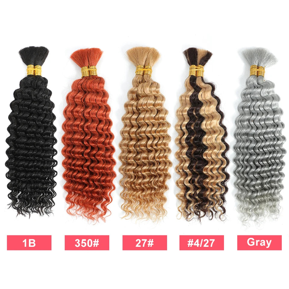 Deep Wave Human Braiding Hair Bulk Extensions