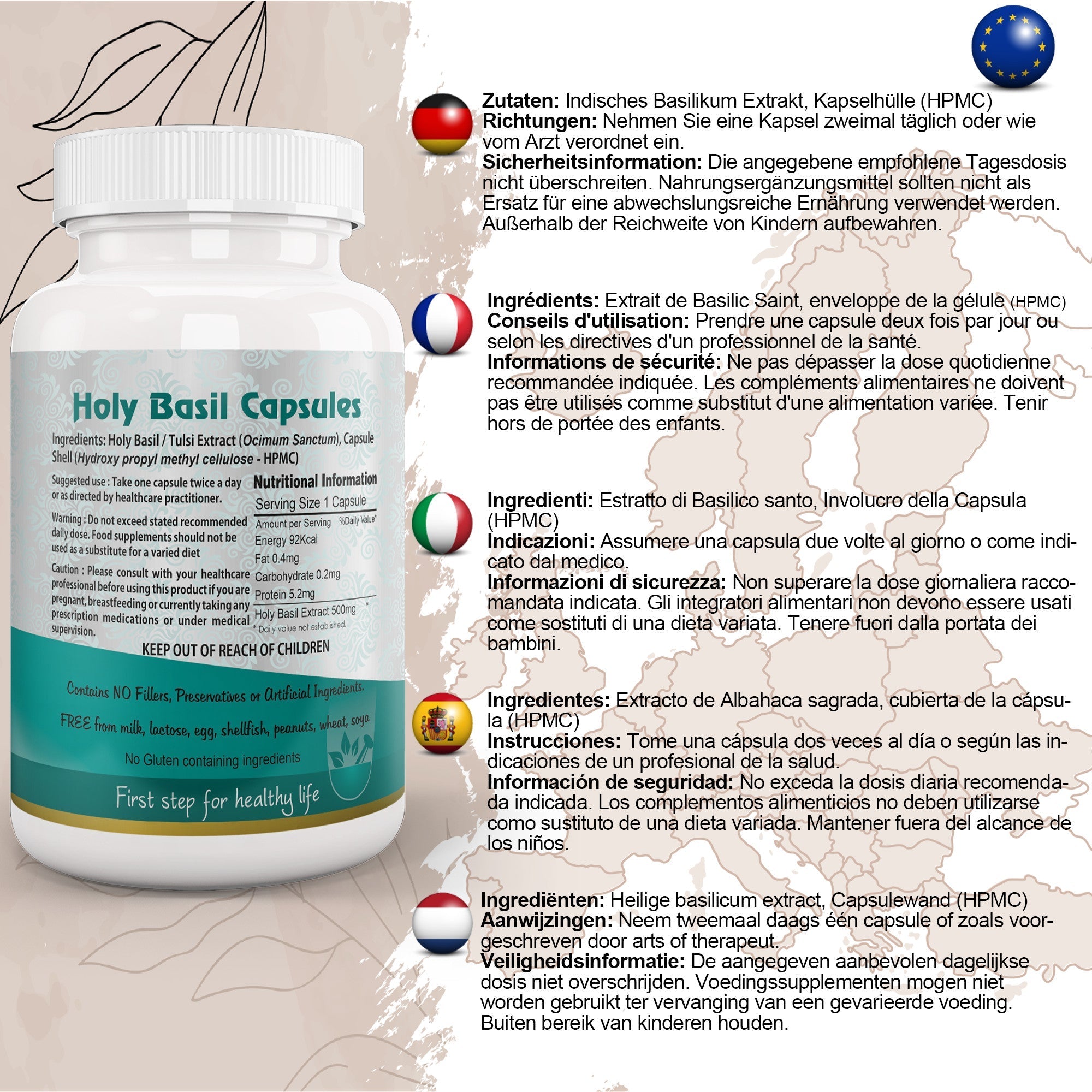 Aushadh Holy Basil Capsules (Tulsi) Stress Balance & Immune Wellness Support - Vegan, Gluten Free, Non-GMO, 60 Capsules-1