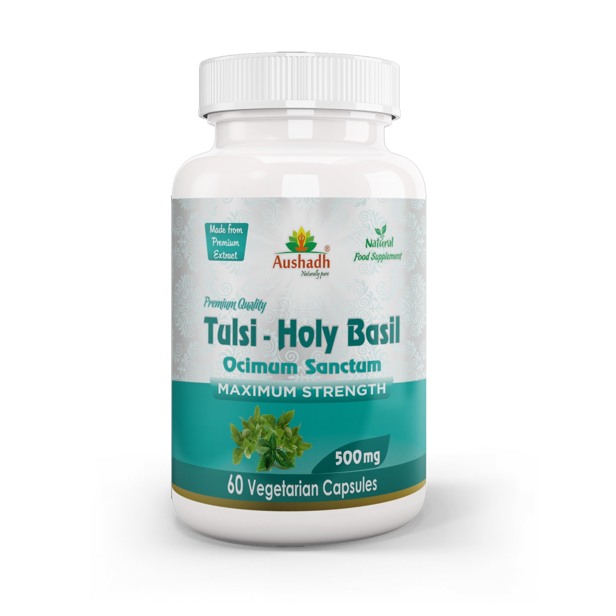 Aushadh Holy Basil Capsules (Tulsi) Stress Balance & Immune Wellness Support - Vegan, Gluten Free, Non-GMO, 60 Capsules-0