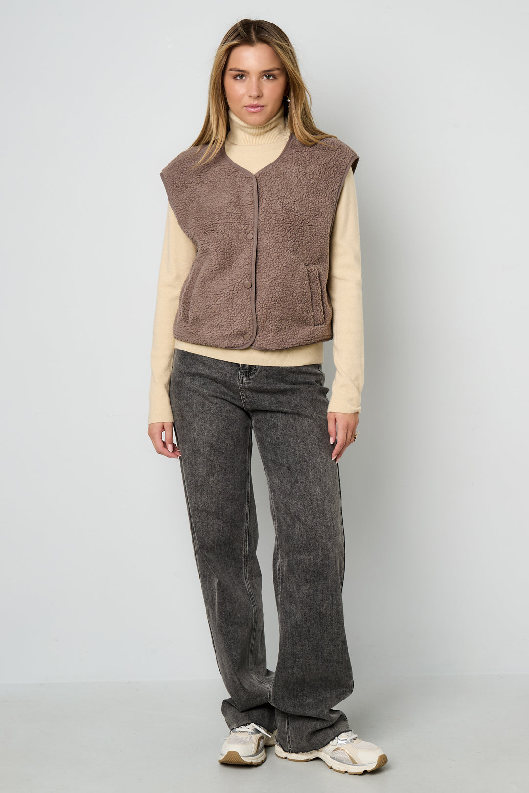 Woven Polyester Fiber Women's Vest Casual Solid Color Fall/Winter